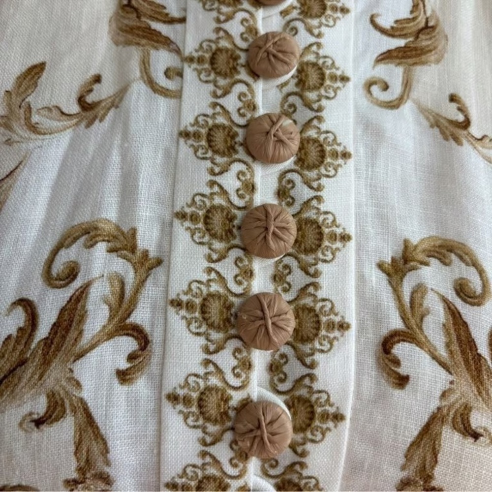 NWOT zimmermann Ivory Floral & Gold Embroidered Maxi Dress with Belt - Picture 6 of 7